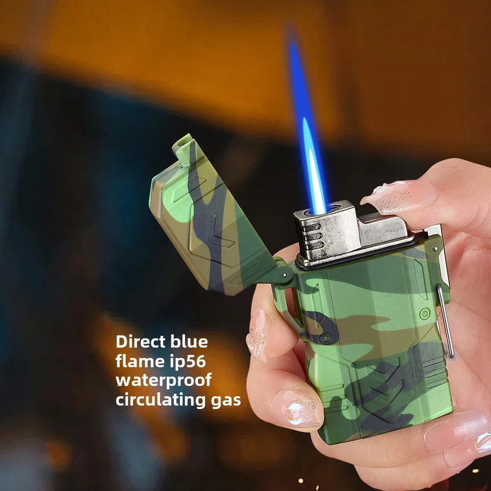 في الهواء الطلق يندبروف ومقاوم للماء قلادة أخف المحمولة جيت لهب صغير نفخ السيجار التخييم أخف الرجال التدخين هدية