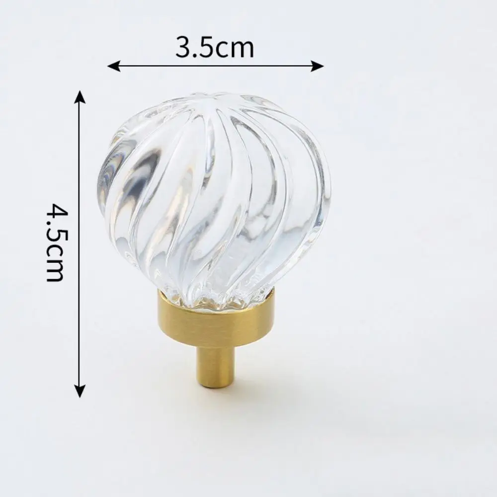 Crystal Glass Furniture Handle Champagne / Transparent Single Hole Drawer Pull Handles Gold Base Luxury Wardrobe Handles