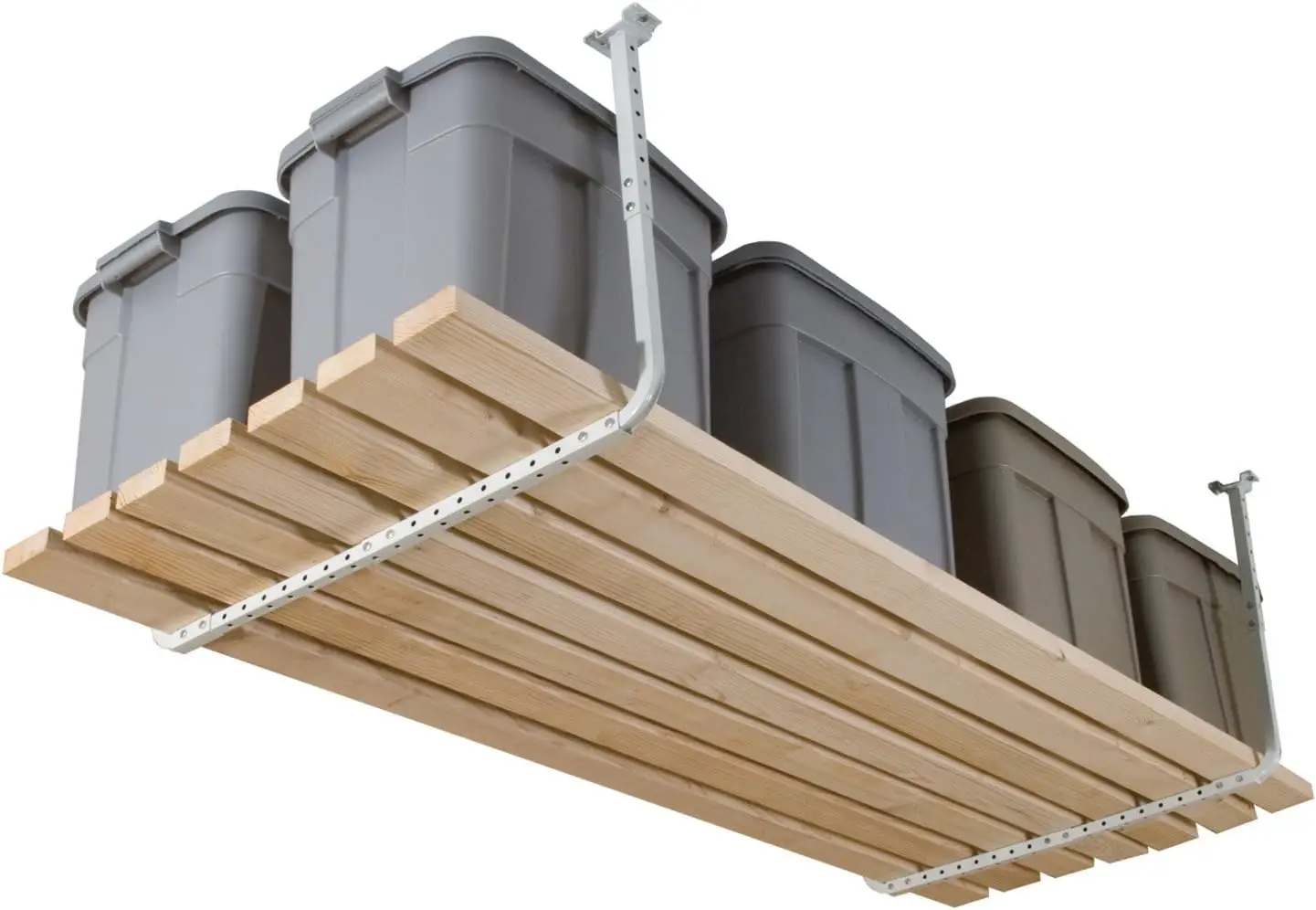 

Навесной потолочный стеллаж для гаража 33x34 дюйма, регулируемый, белый, с кронштейнами