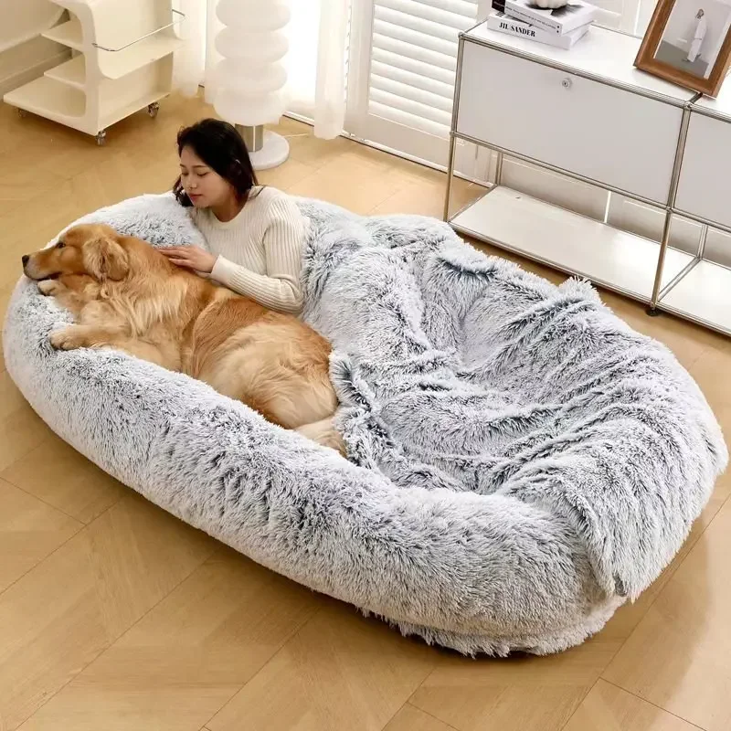 Large Round Plush Dog Bed For Human Dog Bed Round Long Plush Bed Dog Humans Or Large Cats Big One-person Sofa Adult