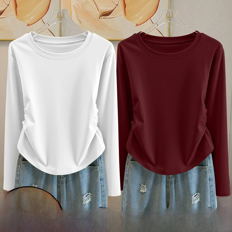 Women's Long Sve T-irt Commute Casual Sle Slim Fit Pure Color Base irt Inner Wear Top Spring Autumn Seasonal Design