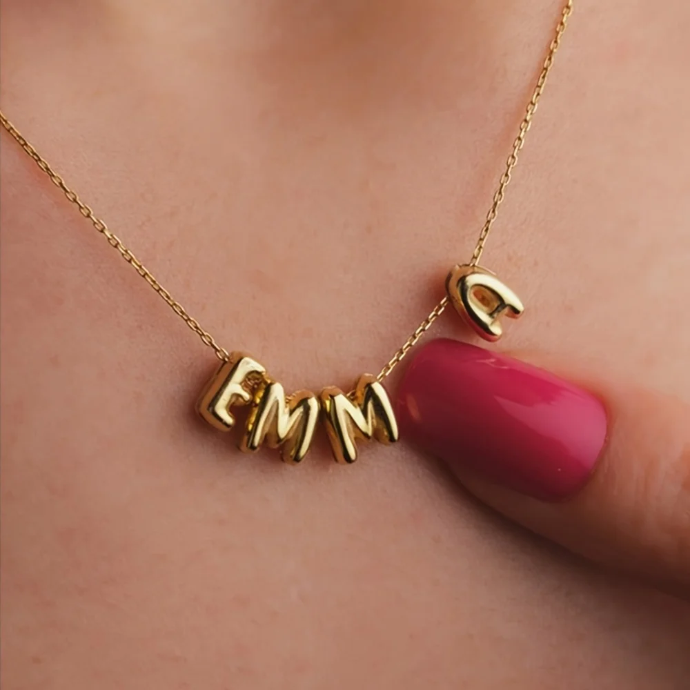 الفولاذ المقاوم للصدأ مخصص فقاعة اسم قلادة 3D بالون قلادة بحرف قلادة اسم شخصي DIY أفضل اسم المجوهرات هدية