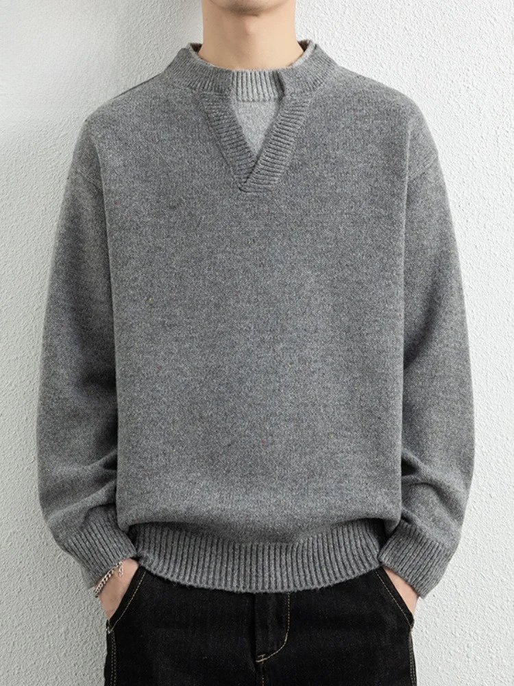 

Paul Han Version Thiened Long Sve V-Ne Sweater Men's Faionable Warm Base Layer Thiened Knittedwear Winter ential