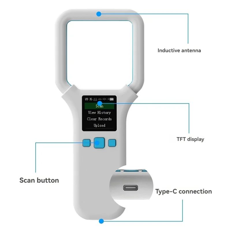 

ABKN-Animal RFID Reader 134.2Khz/125Khz Pet ID Scanner Animal Tag Reader Bluetooth Handheld Mini Scanner For Dog Cat Horse