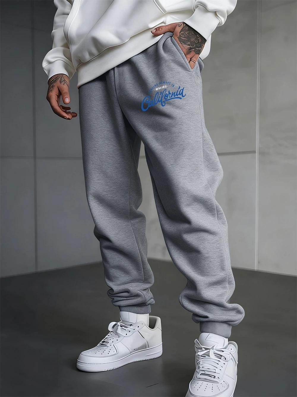 

Surfing Always In California Prints Sweatpants Men Basics Jogger Pants Loose Pocket Warm Trousers Casual Elastic Waist Clothes