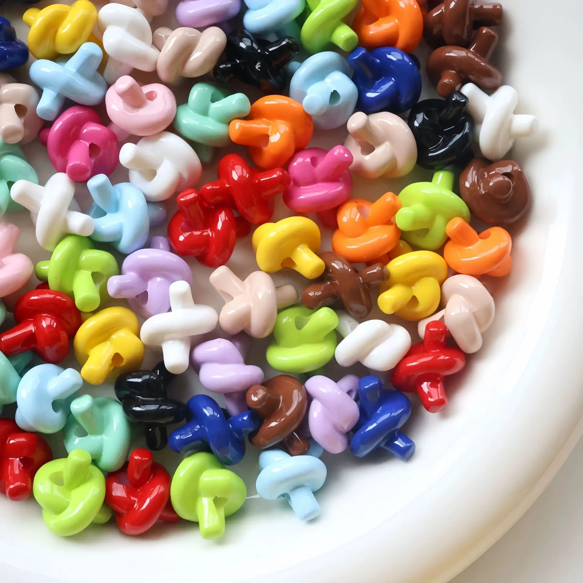 Z70 5pcs Acrylic Candy Color Sweet Knot Hanging Ornament Beads DIY Hole Mobile Phone Chain Bracelet Chain Hanging Accessories