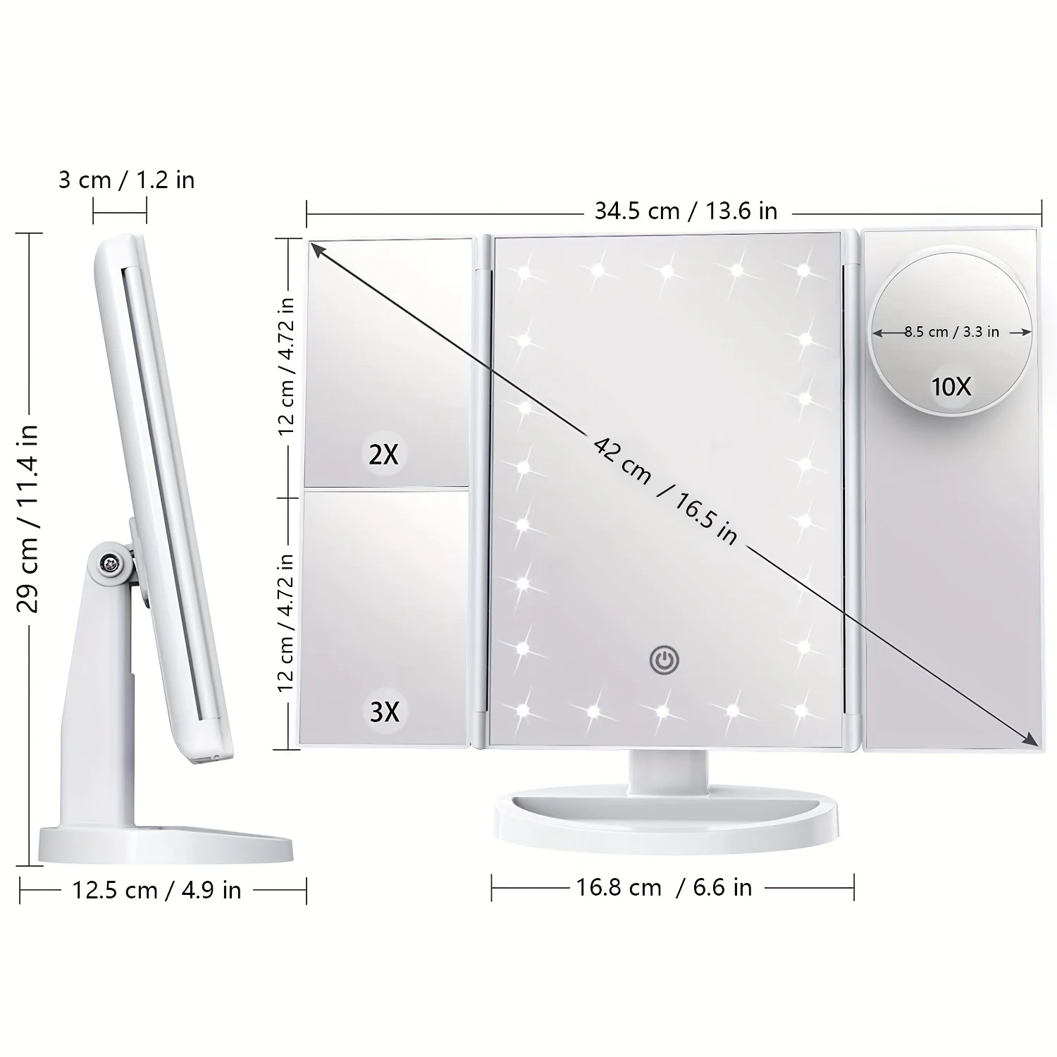 

Зеркало для макияжа с увеличением 2X-10X, светодиодной подсветкой и 180° ° Регулируемый кронштейн — идеально подходит для праздничных подарков! Рождественские украшения