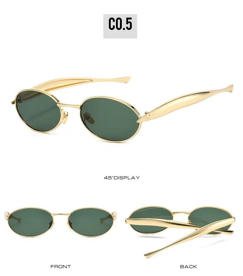 Metall Kleine Ovale Sonnenbrille Frauen Neue Vintage Marke Designer Mode Runde Goggle Sonnenbrille Weibliche Trends Shades Brillen UV400 – Detail 12