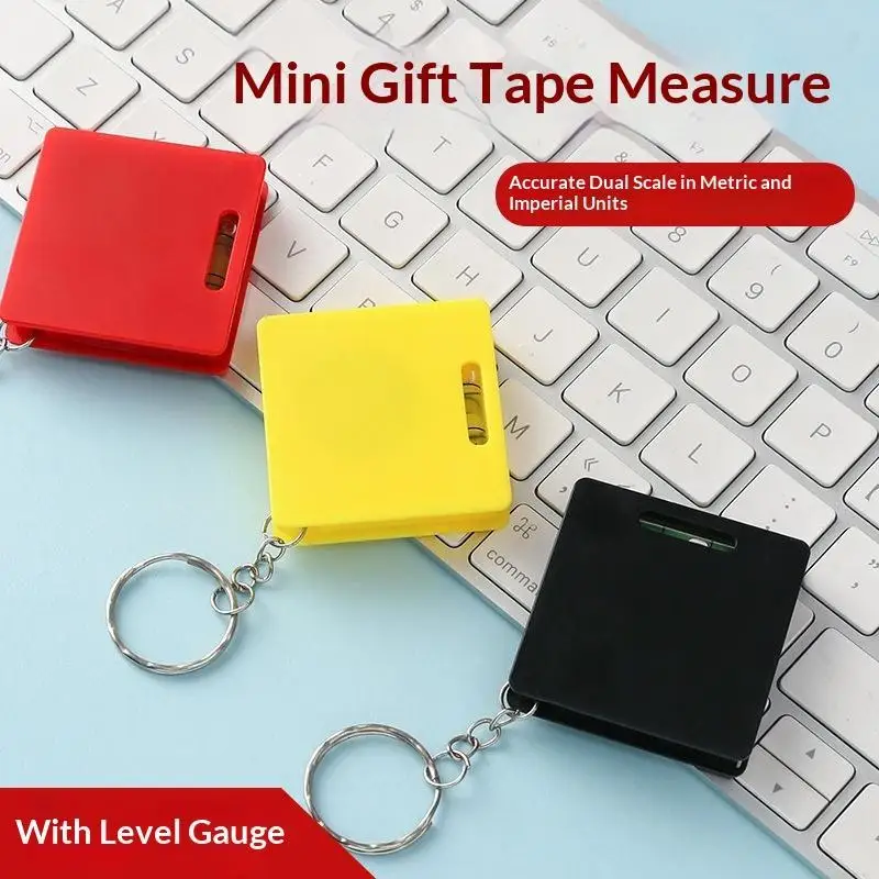 Mini Pocket Measuring Tape Built In Level Dual Metric Imperial Markings Keychain For DIY Home Repair Use