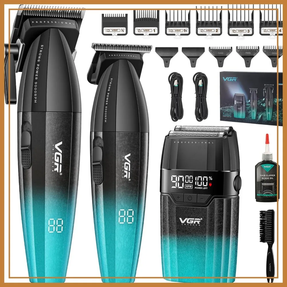 

Professional 3 in 1 Hair Cutting Kit, 9000RPM Hair Clippers & Trimmer & Foil Shaver Set, Cordless Barber Combo for Home Use