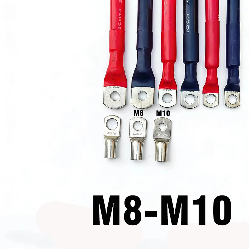 

Гибкие силиконовые электрические провода M8-M10 для автомобильного аккумулятора с клеммами M8 и M10, черные и красные, супергибкие и долговечные.