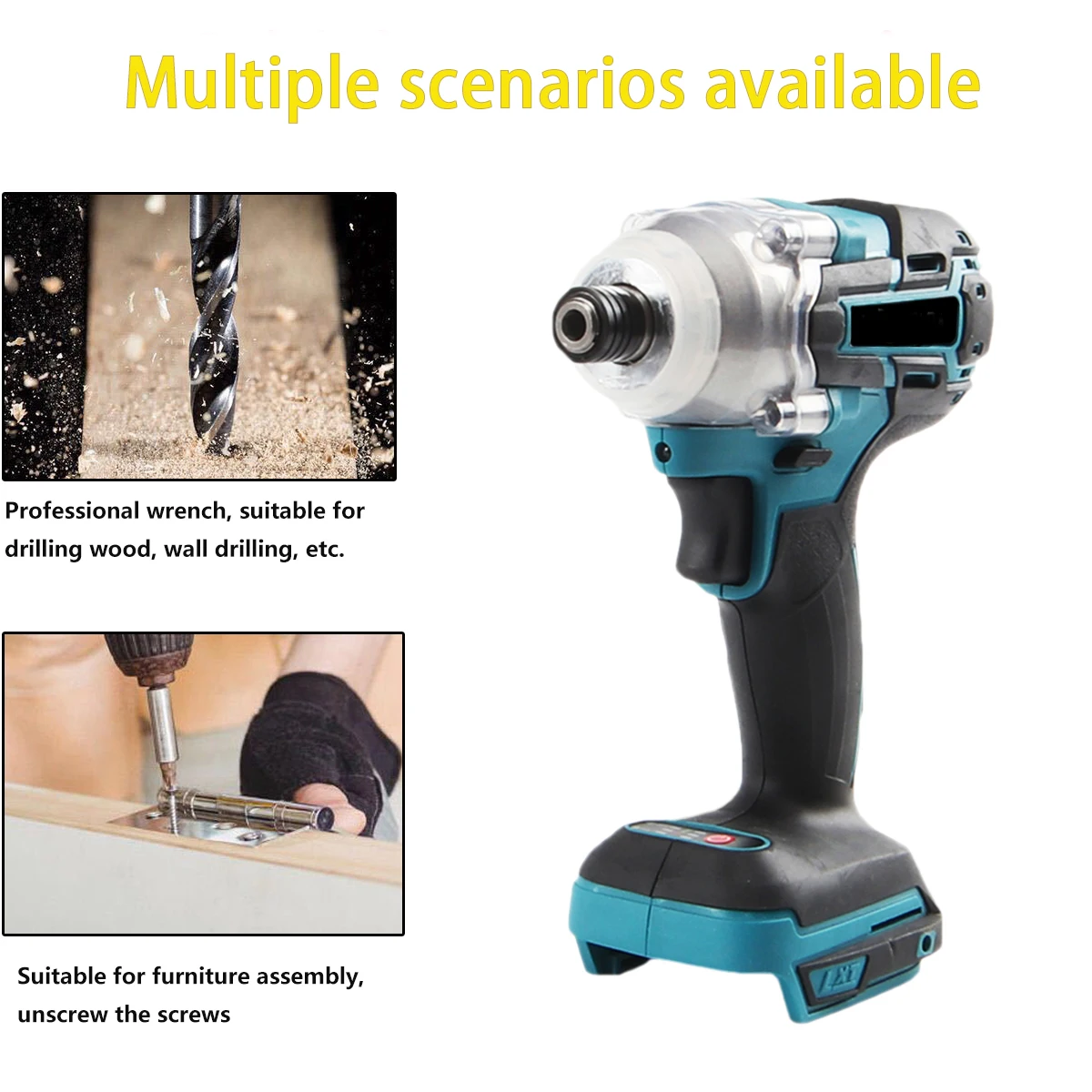 18V Cordless Electric Screwdriver Variable Speed Brushless Impact Wrench Rechargable Drill Driver LED Light For Makita Battery