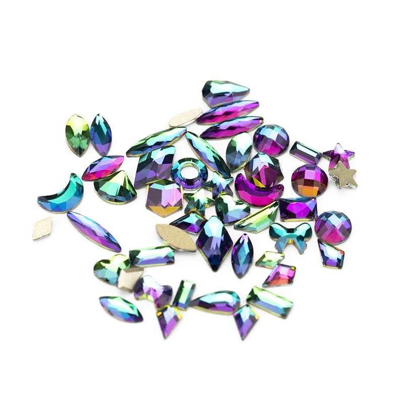 VDD 100Pcs Mix Shape High Quality Glass Crystal Rhinestones Flatback Strass Glitter Stones DIY Decoration Nail Art Accessories
