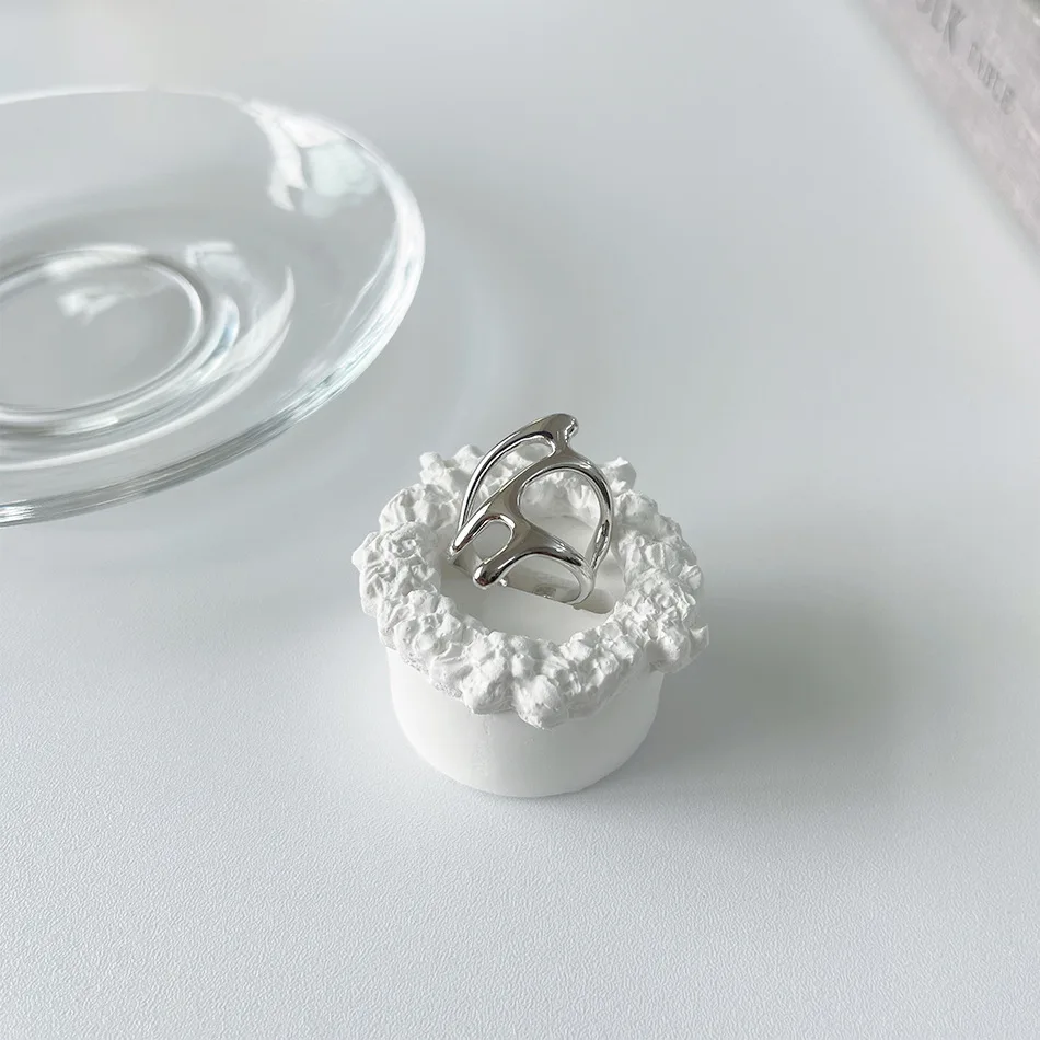Punk Style Geometric Irregular Liquid Water Drop Rings for Man Women Vintage Silver Color Stainless Steel Ring Goth Jewelry Gift
