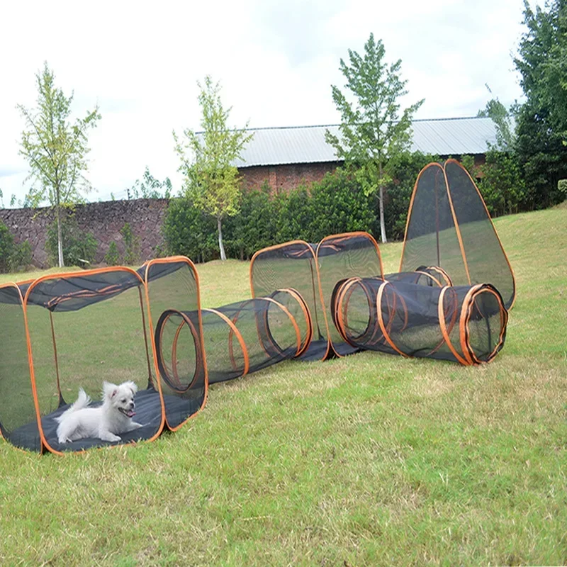 Pet cage, folding kennel, cat litter, outdoor play access, toys, cat and dog enclosure