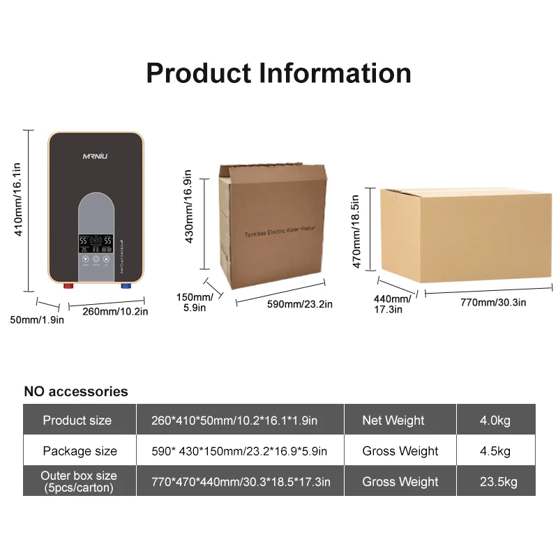 8000W 220V 순간 온수 샤워 욕실용 무탱크 벽걸이형 전기 온수기 Chao2
