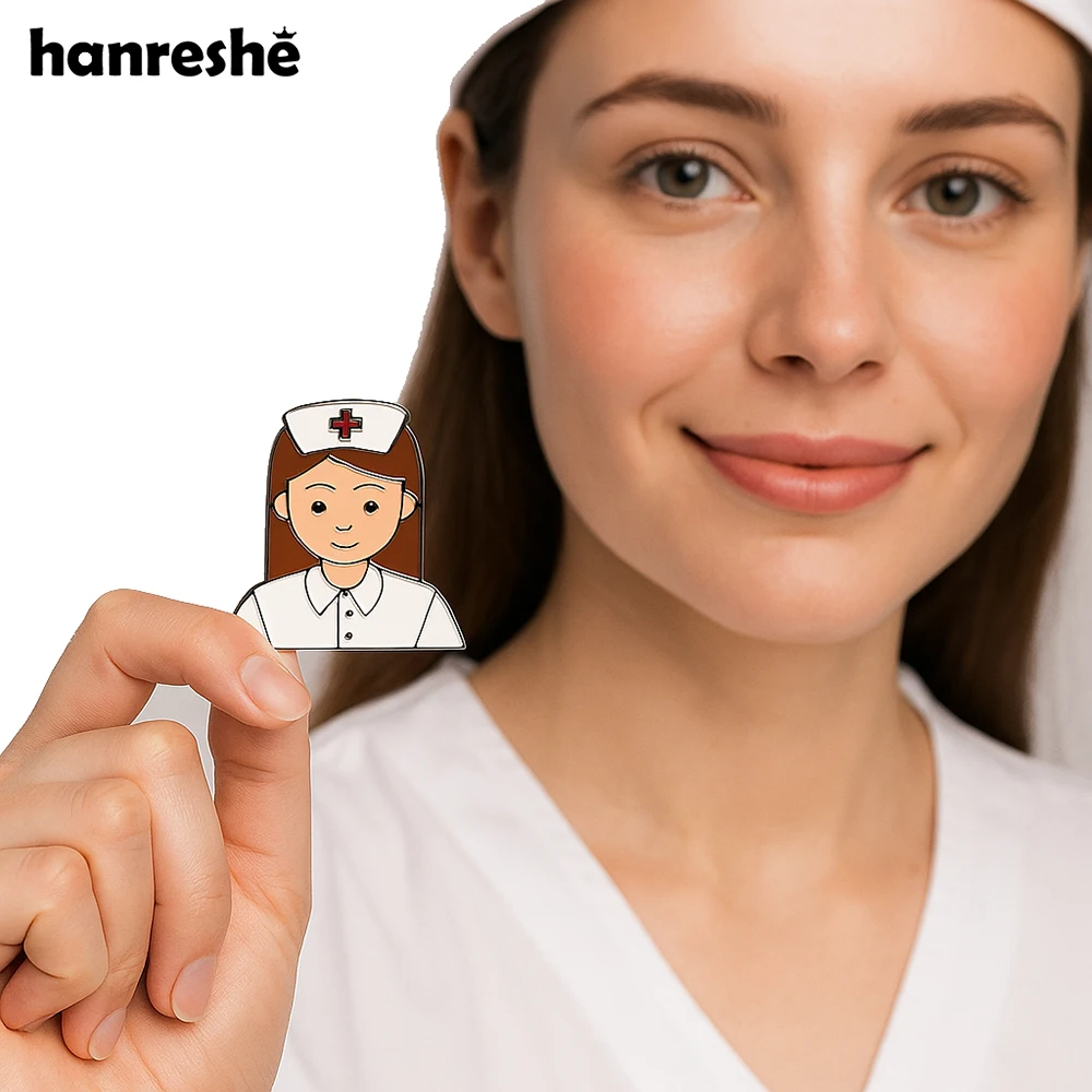 Hanreshe Cartoon Nurse Enamel Pin Nursing Medical Brooch Jewelry Accessories Lapel Badge for Doctor Medicine Student Gifts
