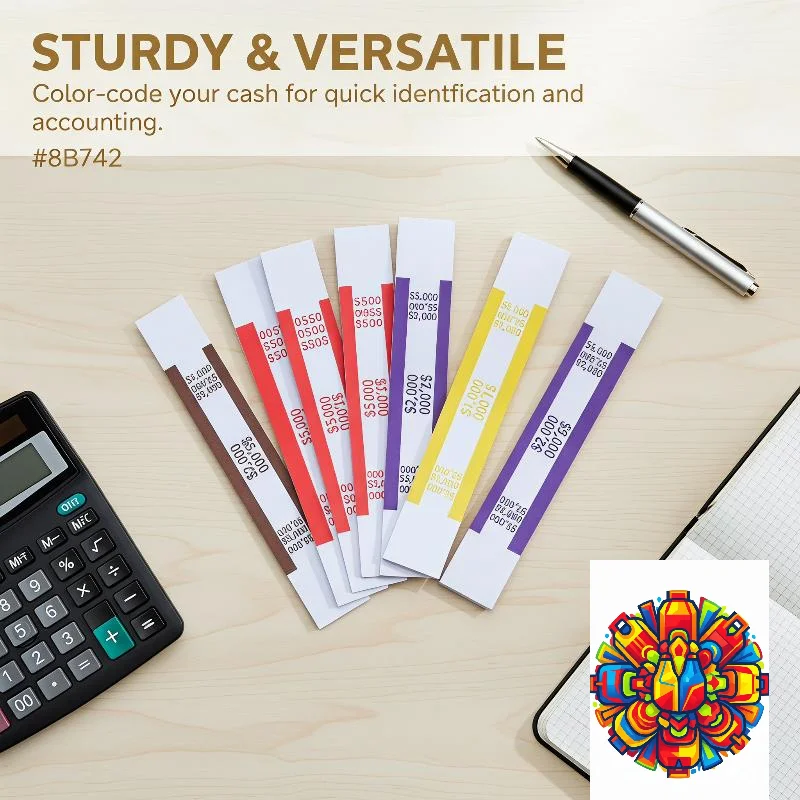 100Pcs Self-Sealing Money Straps Assorted Money Bands Bill Glued Duty-Kraft Floss Cash Currency Binding Tubes Band