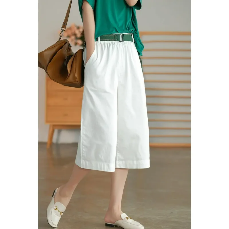 

2025 New Summer Capri Pants Women High Waist Casual Straight Female Trousers Fashion Solid Loose Baggy Pants Streetwear