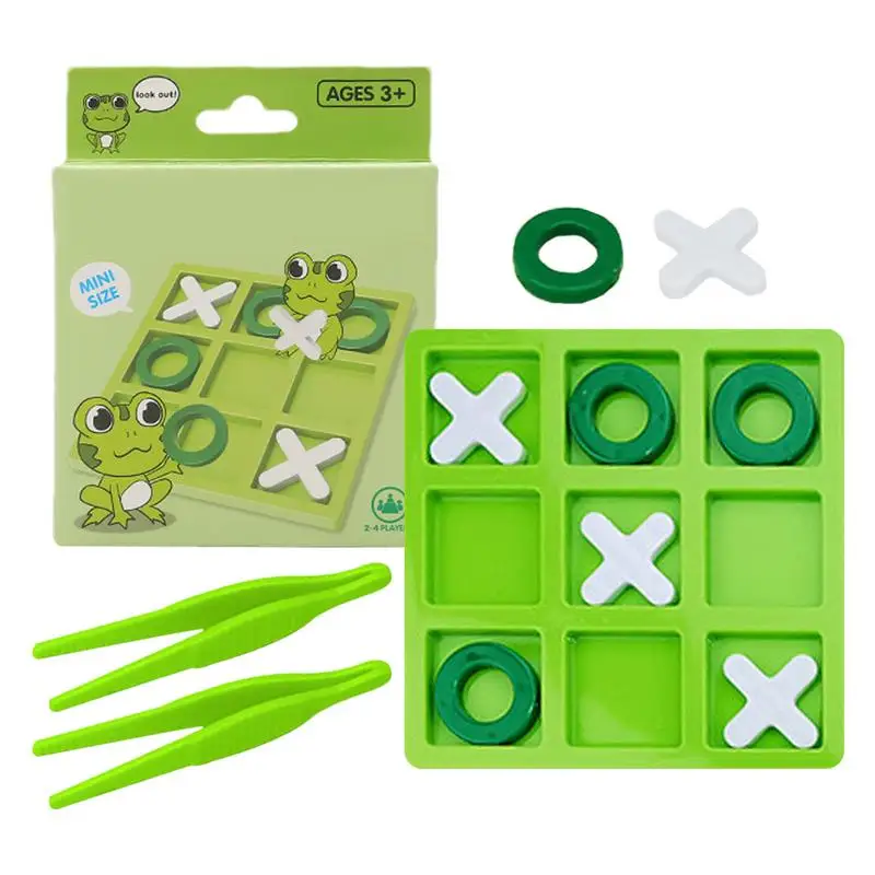 Wooden Tic Tac Game for Kids Mini Board Game XO Chess Board Game Family Children Puzzle Game Educational Toys for Kids