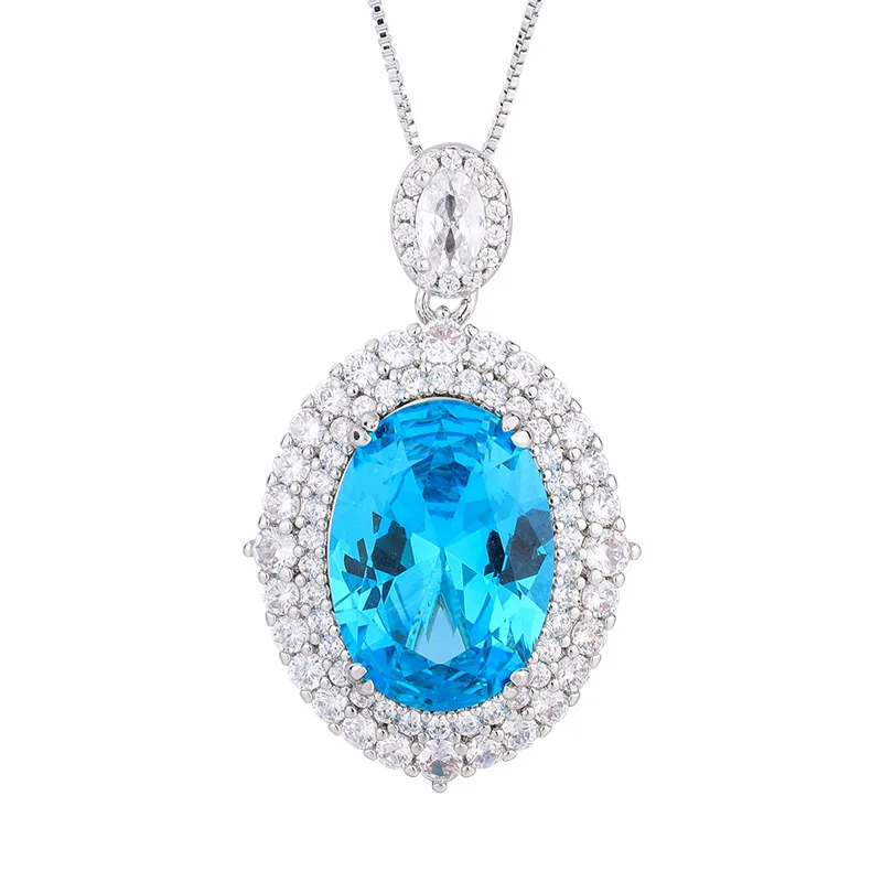 Jewelry Gold-Plated Colored Gems Pendant Necklace Denier Birthday Gift Main Stone 13*18