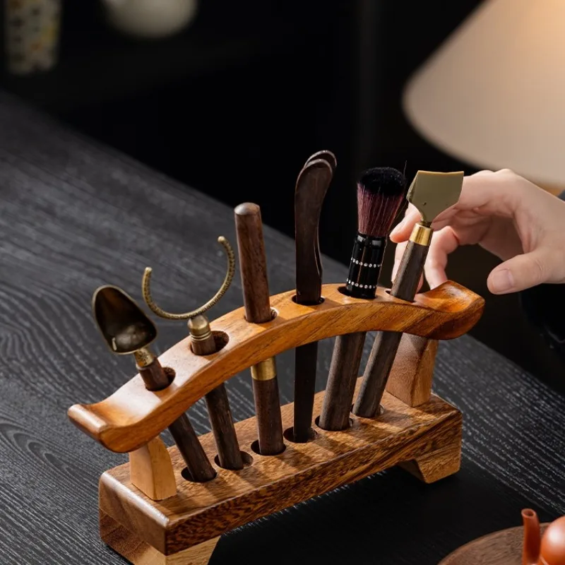 Walnut tea ceremony shelf six gentlemen set accessories Daquan table clip tea brush making tool tea set