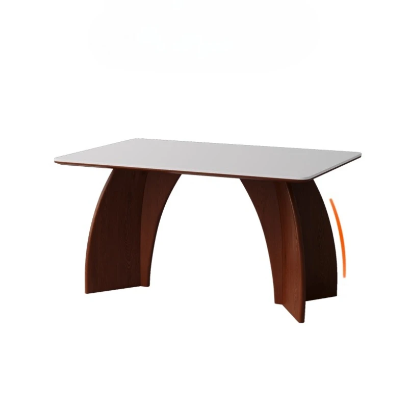 

Средневековый бытовой обеденный стол из цельного дерева, каменная плита, прямоугольный минималистичный обеденный стол во французском стиле для маленькой квартиры