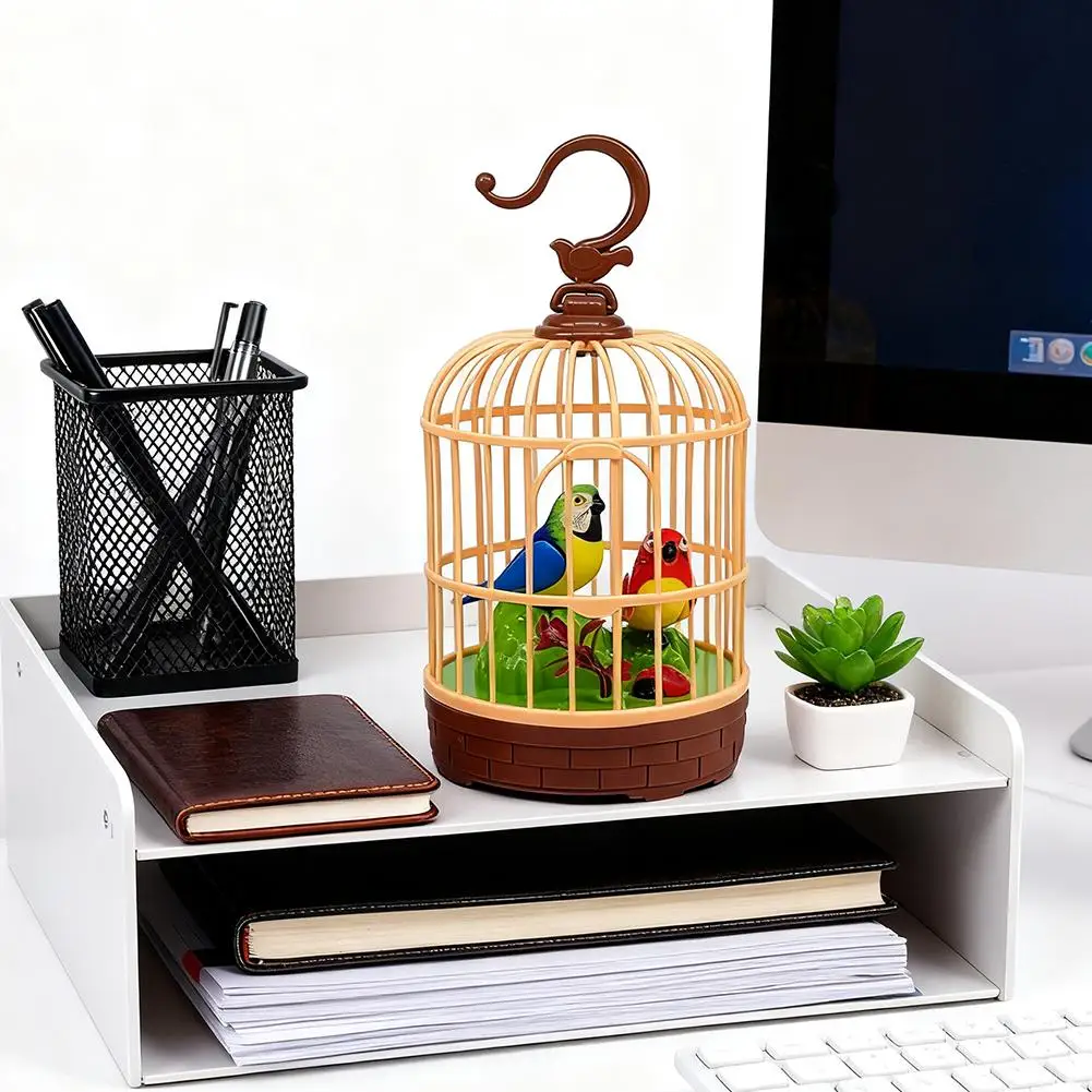 Voice-Activated Induction Birds Birdcage Toy Talking Chirping Fluttering Parrot Birds Toys Gifts for Baby Toddler Kids Children