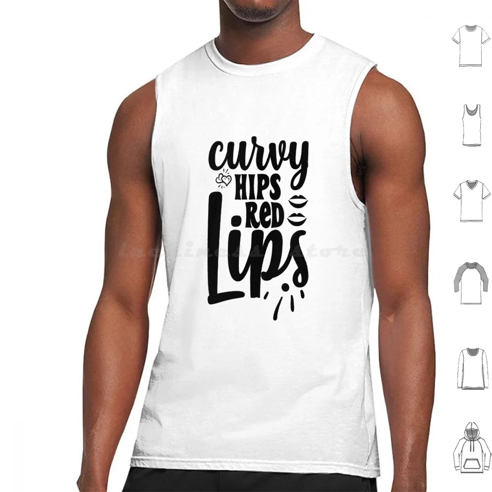 Curvy Hips Red Lips Tank Tops Print Cotton Curvy Red Lips Lips Red Funny Lipstick Sassy Curvy Hips Hips Cute Sexy