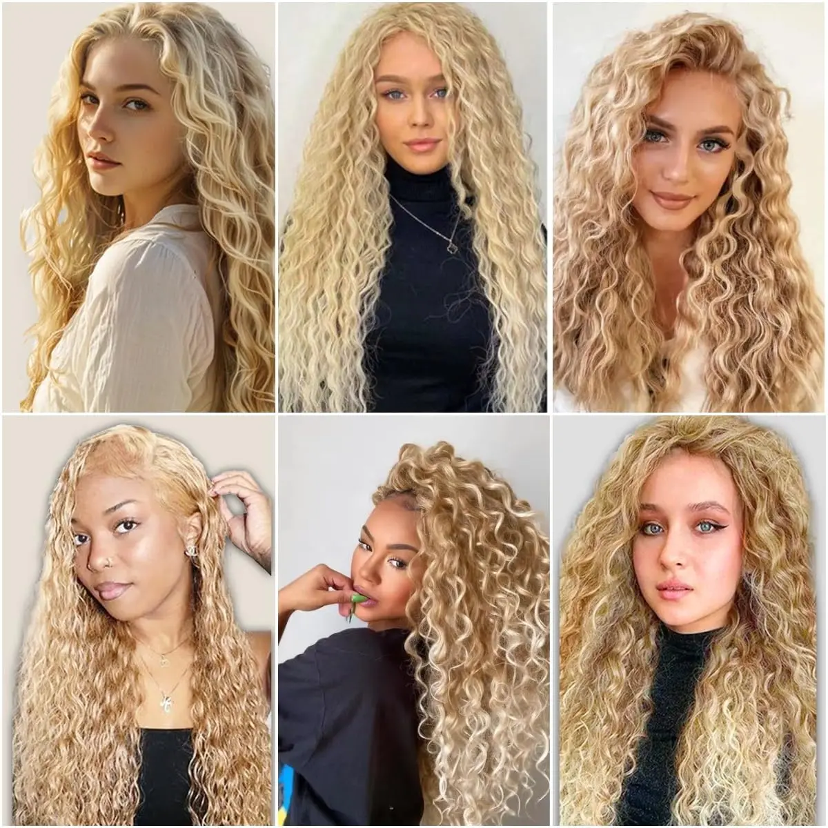 Synthetische Haarbündel, 61 cm, Wasser, Wasser, Klavier, Blond, Hochtemperaturfaser, lockiges Haarteil, Haareinschlagfaden ohne Clip, 120 g/Stück