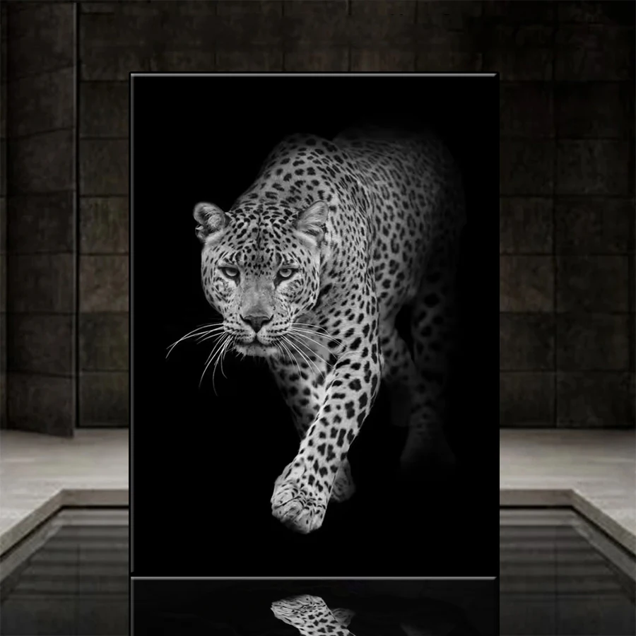 5D DIY Diamond Embroidery Full Kits Modern Art Black and White Animal Leopard Diamond Painting Cross Stitch Adult Decor Home