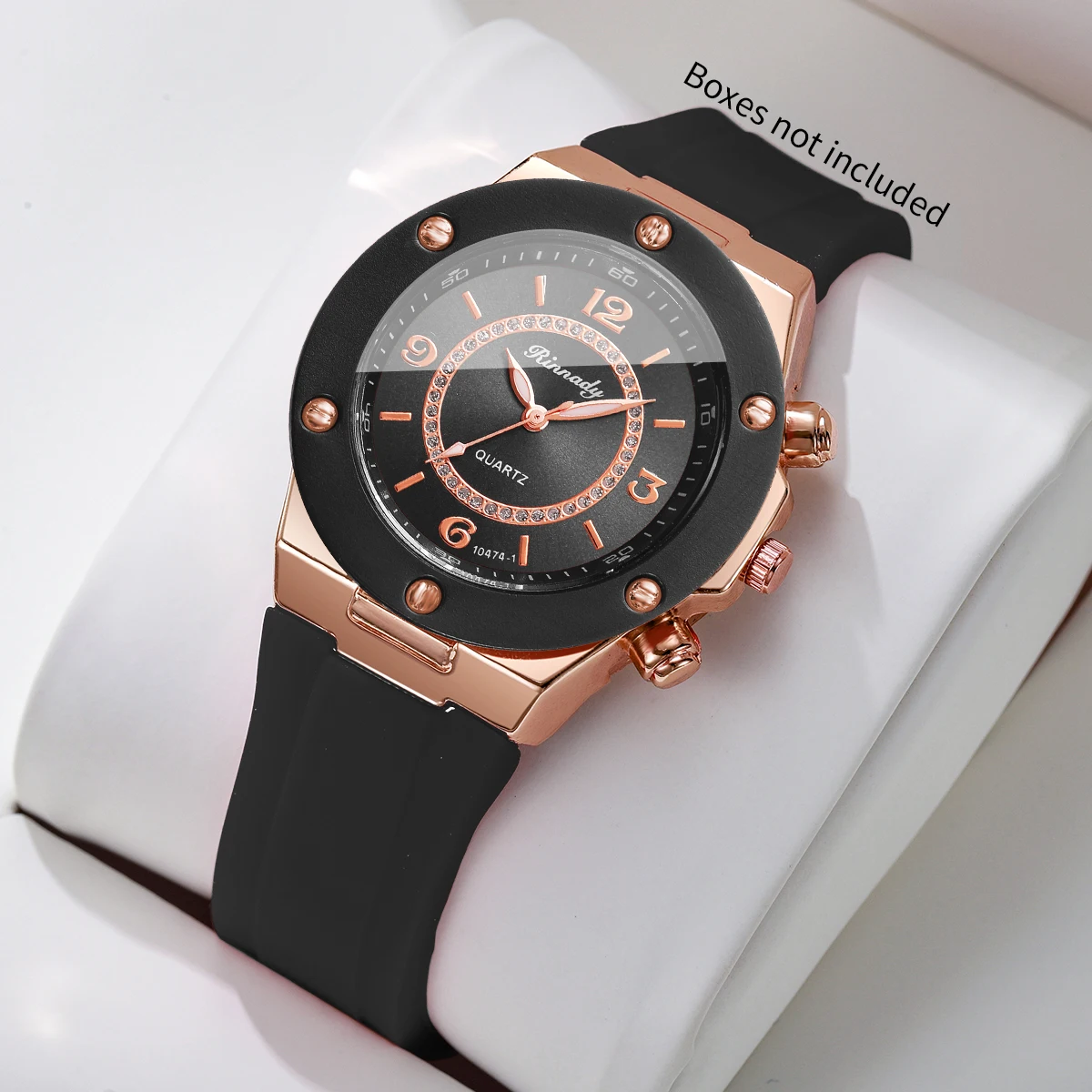 Fashion Arabic Dial Women Quartz Watch Black Silicone Strap Students Sports Wristwatches Relogio Feminino（Without Box）
