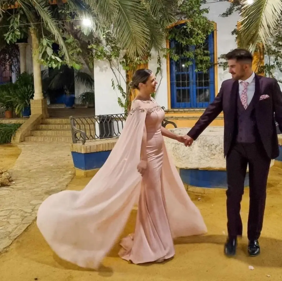 فستان سهرة تركي مغربي أنيق مع كيب حورية البحر عباية دبي فستان رسمي للحفلات الراقصة مزين بثوب حفلة عيد الميلاد حسب الطلب #3