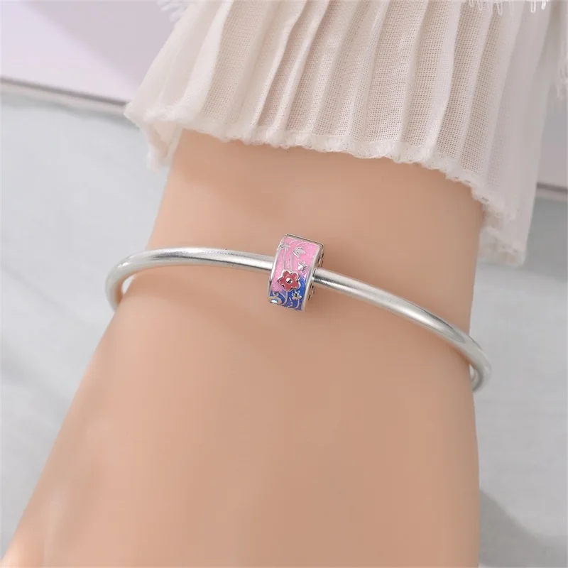 925 Sterling Silver Charms Bead Fancy Dream Garden Fixed Safety Buckle Fit Original Bracelet DIY Women Jewelry Gift