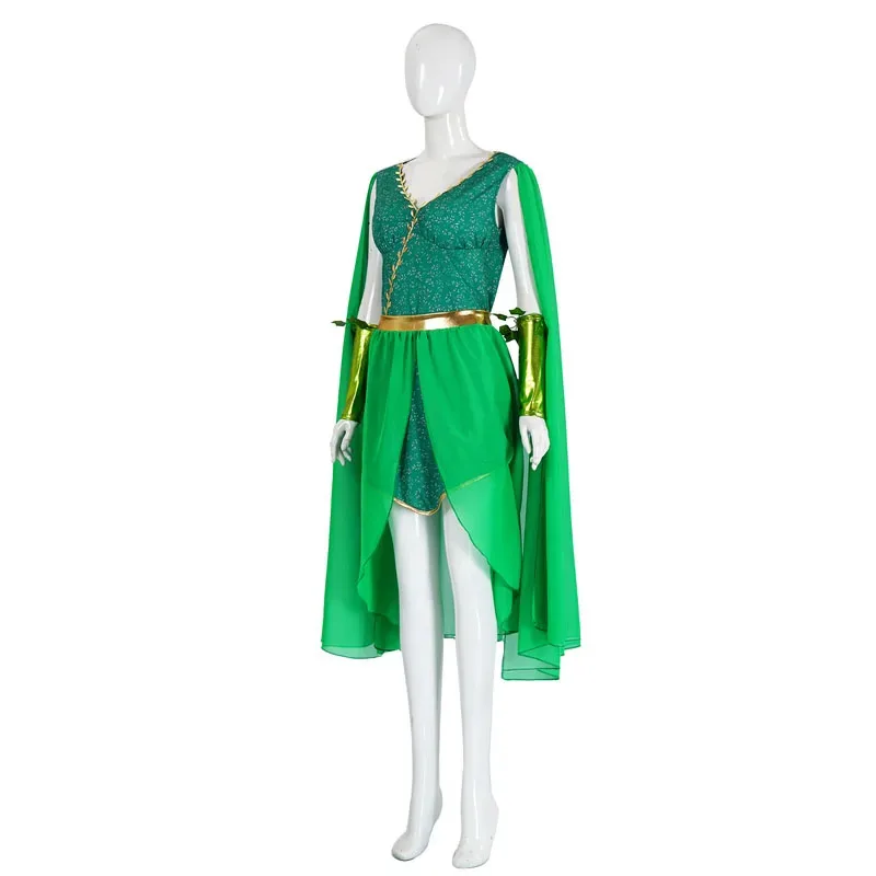 Movie Poisonous Sexy Cosplay Women Green Dress Top Skirt Outfit Goddness Queen Ivy Costume Halloween Suit 5ftu^