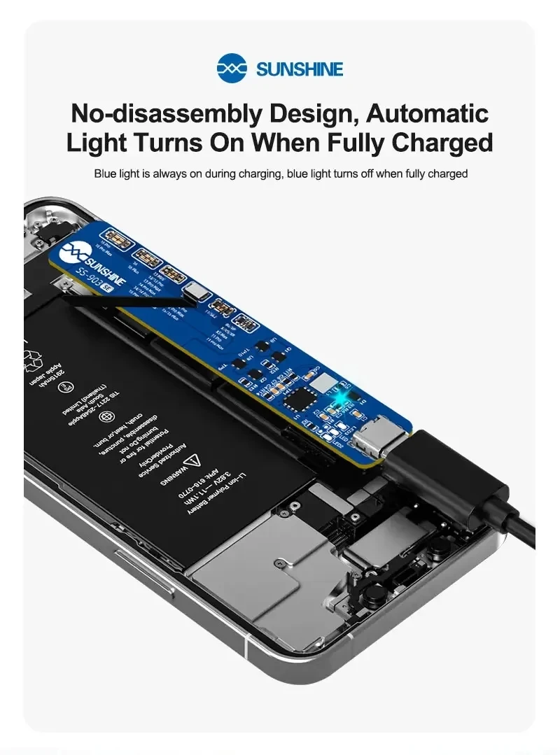 

SUNSHINE SS-903 SE Removal-Free Battery Charging Activation Board For iPhone 8-16 Pro Max Battery Circuit Board Charging Tester