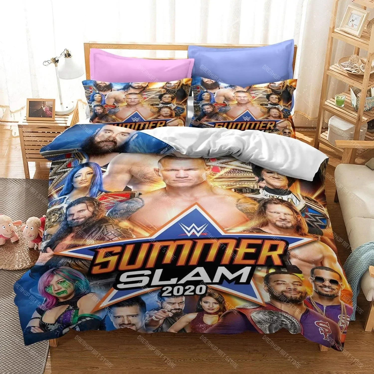 

Wrestling Game WWE EAW Bedding Set,3D Print WWE EAW Duvet Cover Comforter Bed Set Quilt Cover Pillowcase,King Queen Twin Size