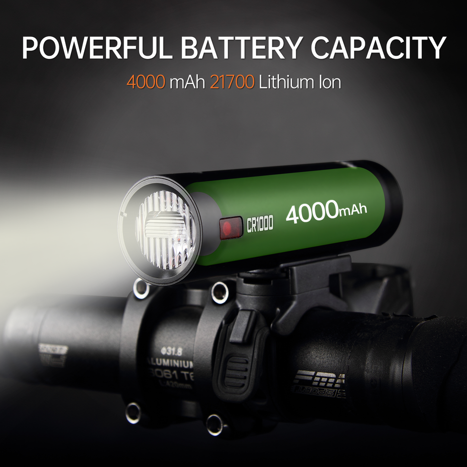 RAVEMEN CR1000 Bike Head Light Rechargeable 4000mAH Remote Bicycle Front Lamp Anti-Glare T-Shaped With AUB01 Upside-down Mount