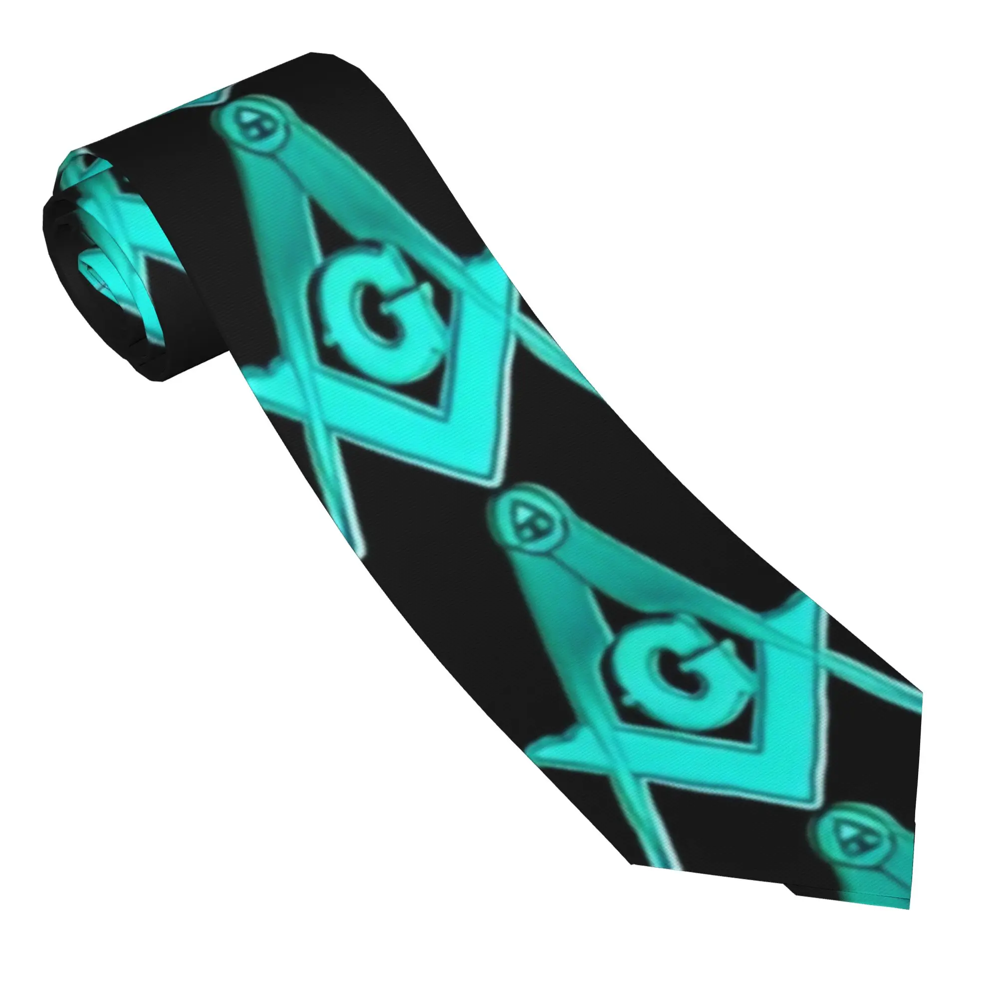 Masonic Freemasonry Symbol Tie Freemason Graphic Neck Ties Novelty Casual Collar Tie Men Wedding Party Necktie Accessories