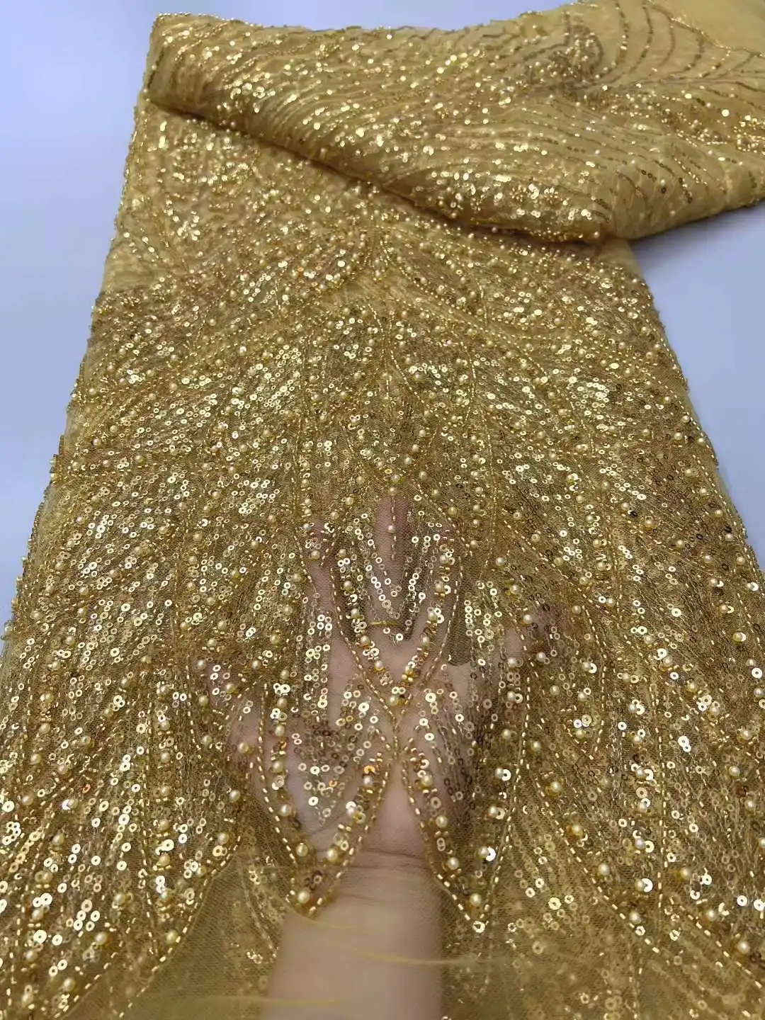 Hoge kwaliteit Afrikaanse Franse handgemaakte kralen kant stoffen 2025, naaien pailletten borduurwerk Nigeria kant stof voor vrouwen bruiloft