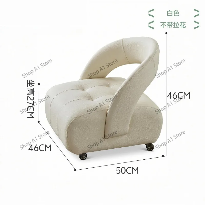 Swivel Casters Stool with Backrest, Soft Padded Mobile Low Stool, Silent Wheel Luxury Leisure Chair for Adult Living Room