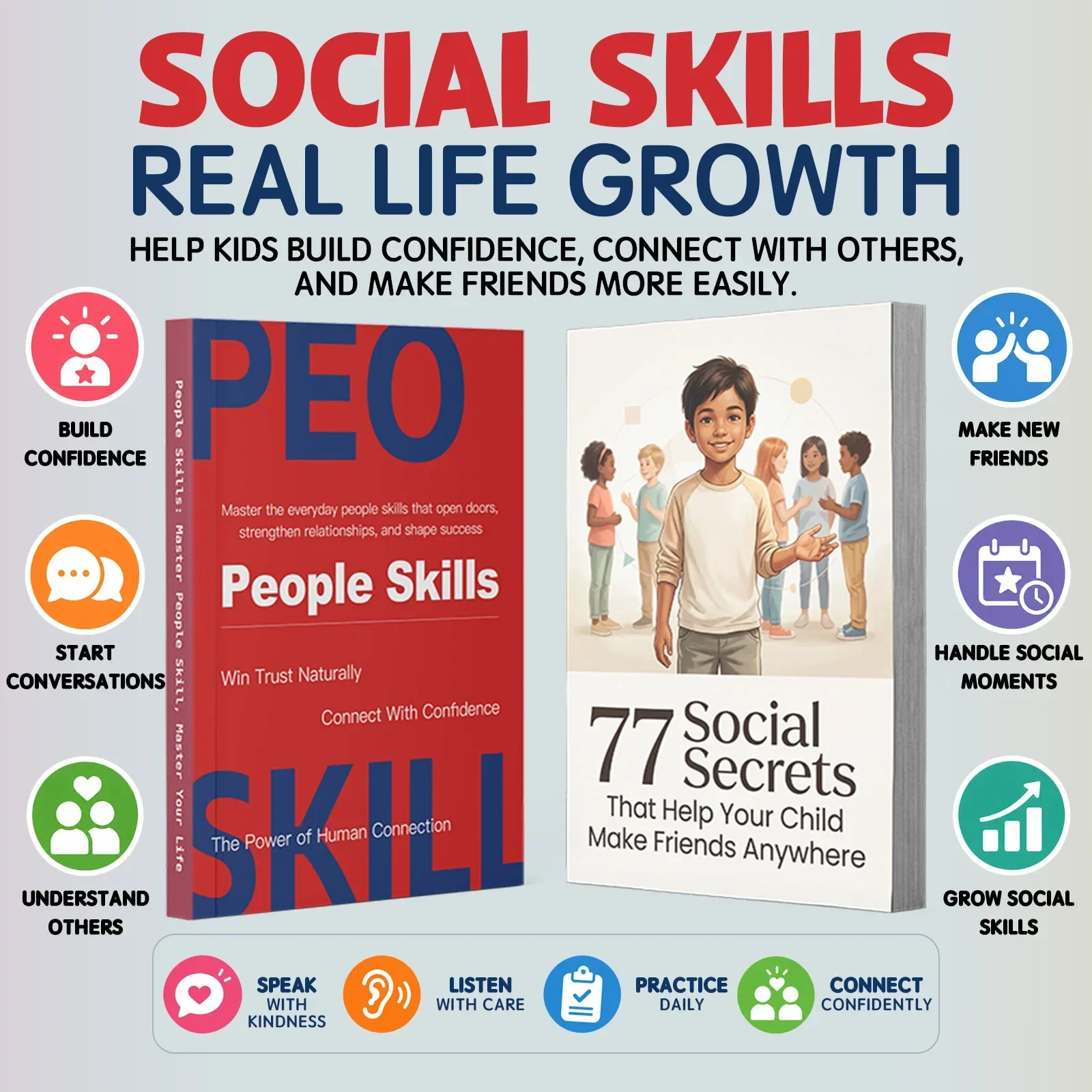 2-Book Set People Skills and Friendship Secrets for Kids, Social Growth Collection with Communication Skills
