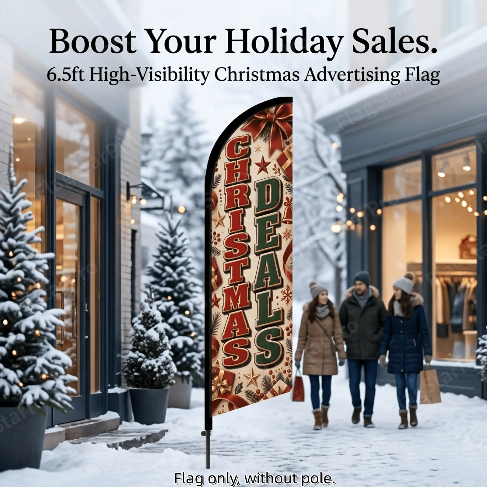 Custom Visibility Custom Logo Christmas Feather Flag Weather-Resistant Holiday Shopping Teardrop Advertising Banner for Outd