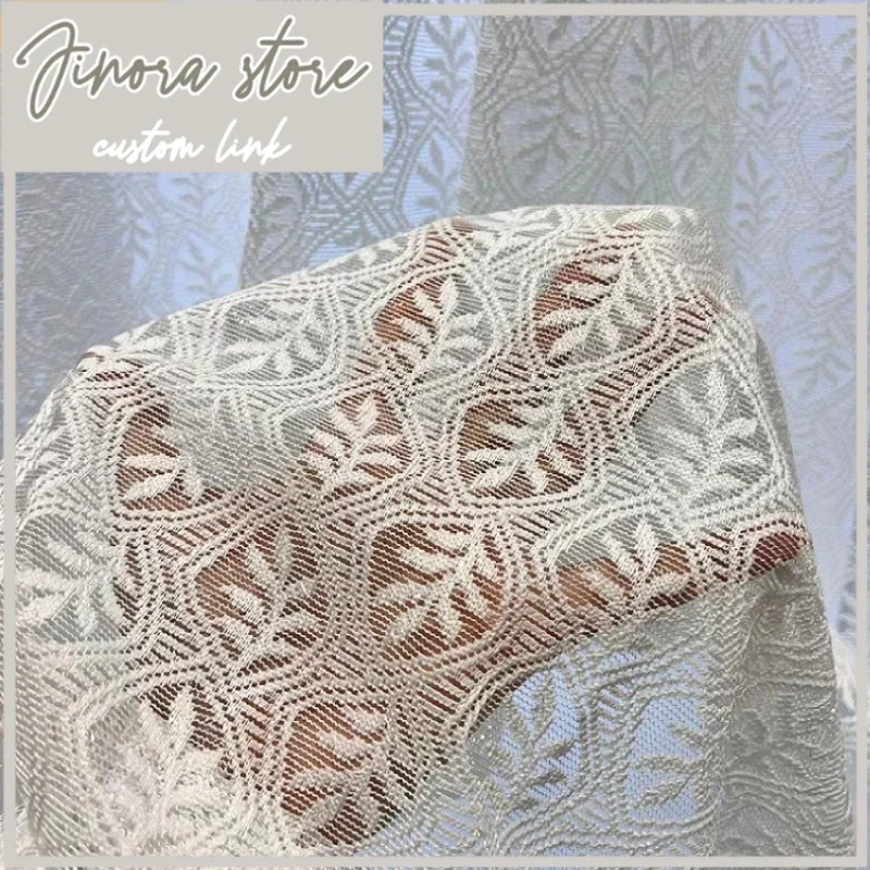 Curtains For Living Room Bedroom French Window Balcony Window Customized American Lace Leaf Embroidery White Window Screen