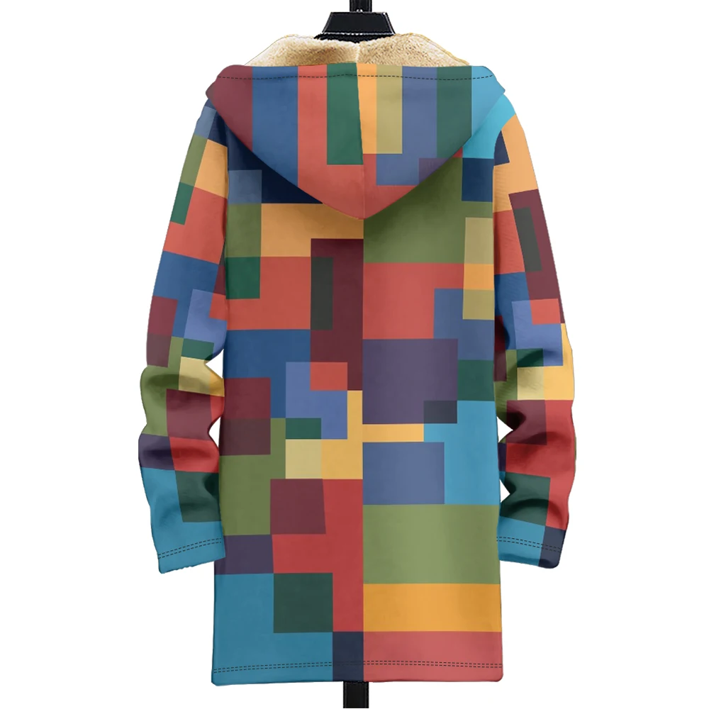 Ropa de invierno para hombre, abrigos de plumón, gráficos irregulares, costura de color, chaqueta acolchada de algodón, cremallera con bolsillo de plumas, nuevo