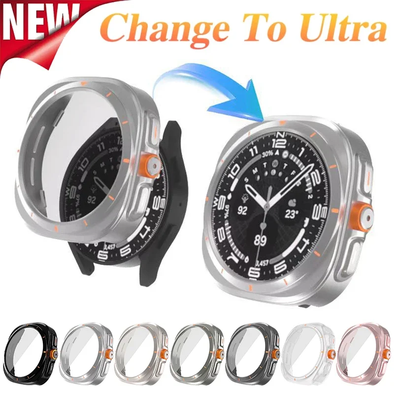 Etui Change To Ultra do Samsung Galaxy Watch 7 6 40mm 44mm Ulepszenie do Galaxy Watch Ultra 47mm Szkło hartowane na ekran