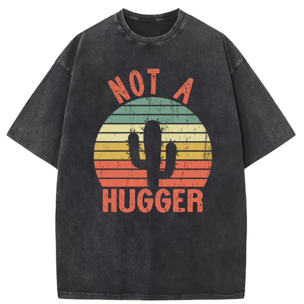 Not A Hugger Funny Cactus Normcore Tshirts Vintage Long Sleeve Tees For Men Father Day Sweatshirts Unique Clothing 2023 Popular