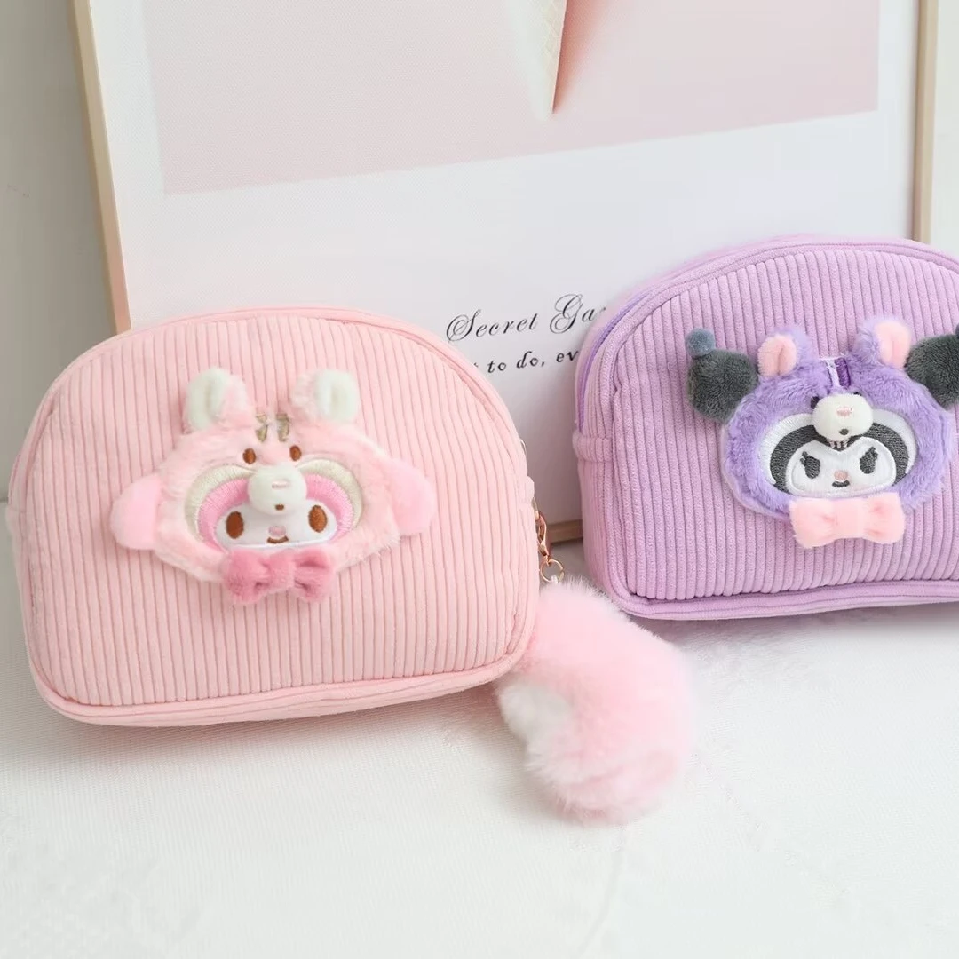 Bella borsa cosmetica Saniro My Melody Kuromi Cinnamoroll borsa per il trucco astuccio portamonete borsa in peluche per regali per studenti di