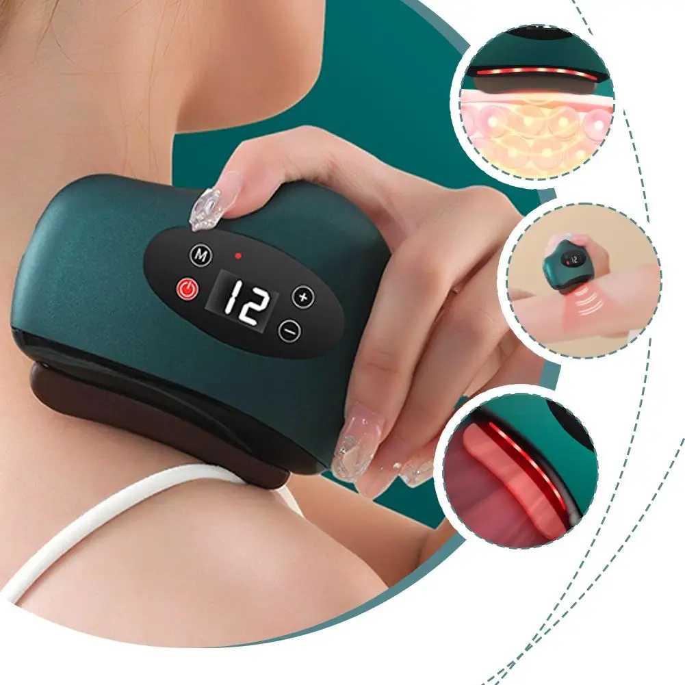 

Электрический массажер Гуаша, массажеры для спины и тела, нагрев камня, вибрация, соскабливание шеи, лифтинг кожи лица, инструменты для удаления морщин, хит продаж