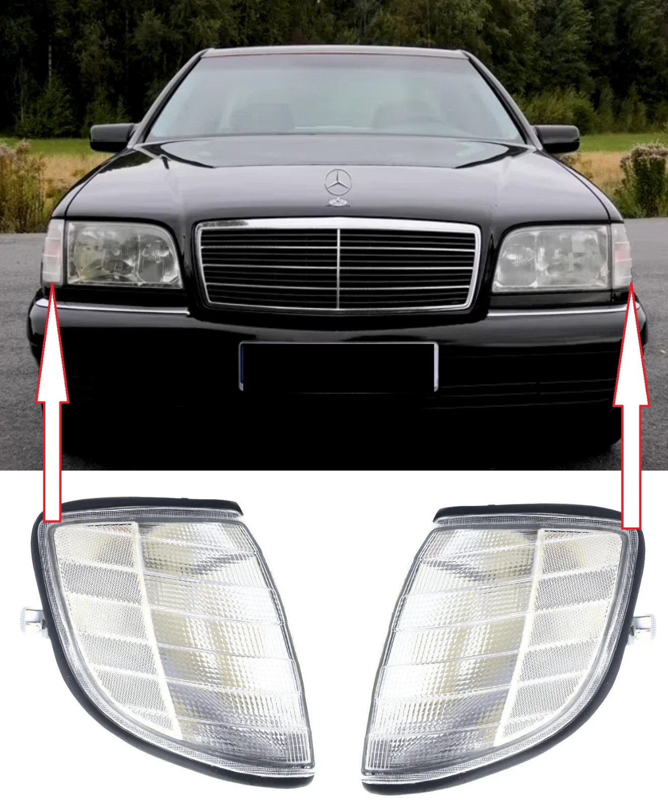 For Mercedes Benz W140 S-Class S320 S420 S500 S600 1991-1998 Car Corner Light Parking Lamps OE:1408260543 1408260643